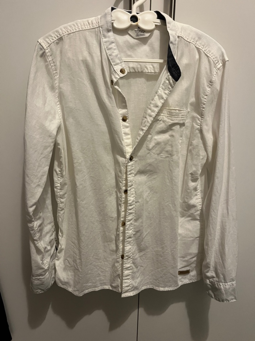 White linen long sleeve 
 button down shirt for boys size 10